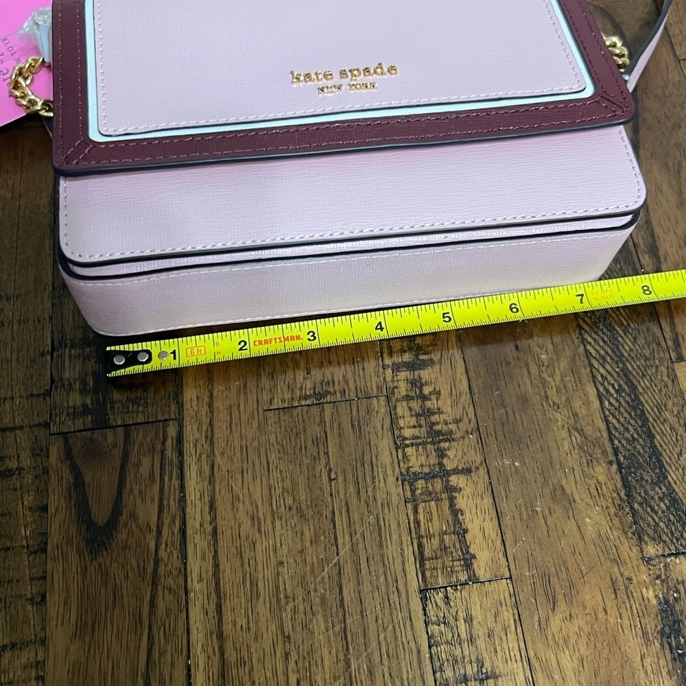 Kate Spade Crossbody Morgan dogwood colorblock saffiano peachy pink burgundy - Picture 13 of 13